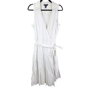 Chaps Ralph Lauren‎ Womens White Wrap Dress Size 14